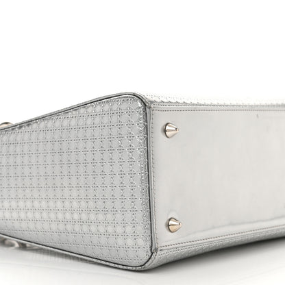 Christian Dior Metallic Patent Micro-Cannage Medium Lady Dior Silver 9 of 16