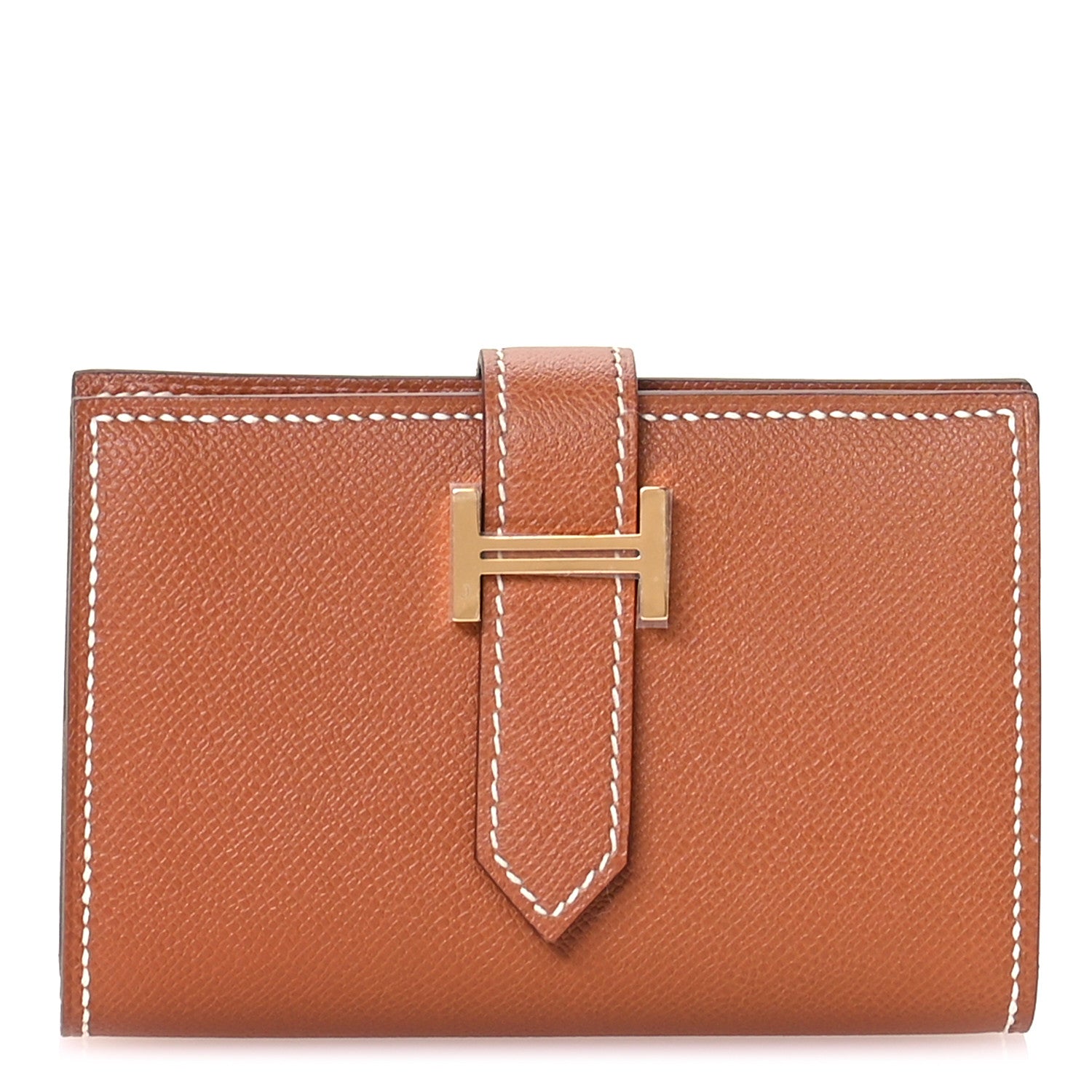 Hermes Madame Calfskin Mini Bearn Wallet Gold 1 of 8