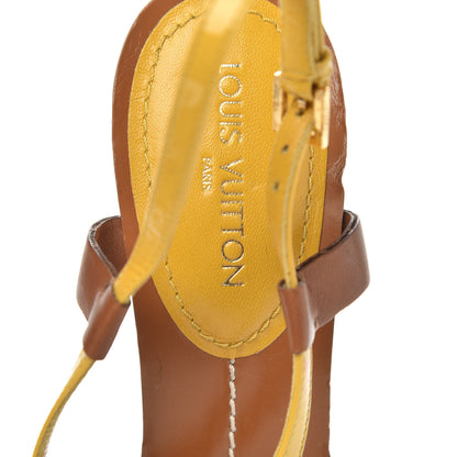 Louis Vuitton Patent Wedge Sandals 39.5 Yellow 7 of 8