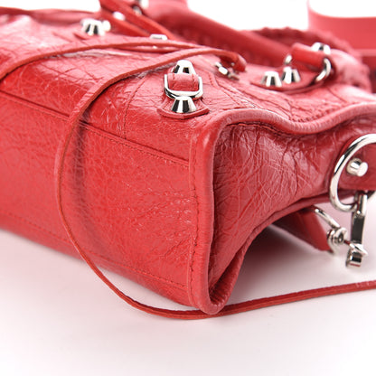 Balenciaga Agneau Classic Silver Hardware Mini City Logo Strap Red Black 8 of 8