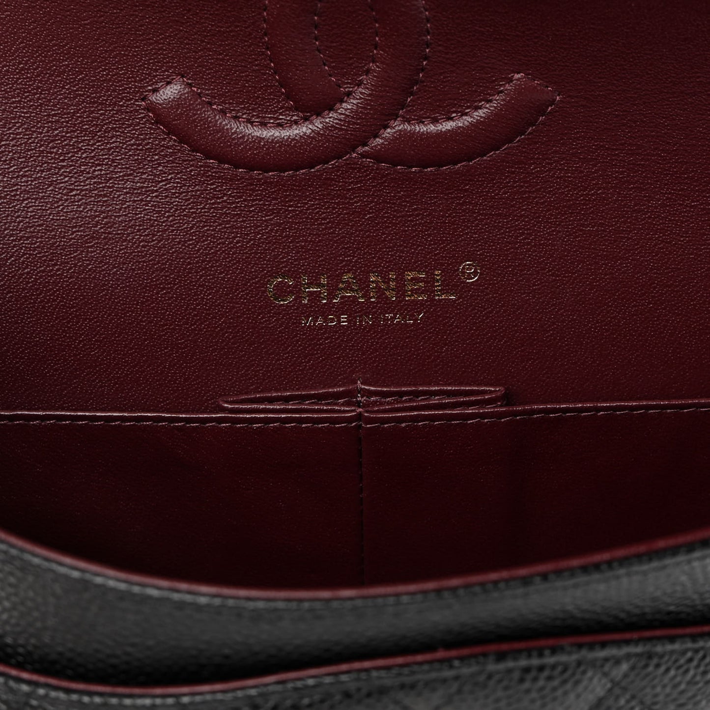 Caviar Quilted Medium Double Flap Black