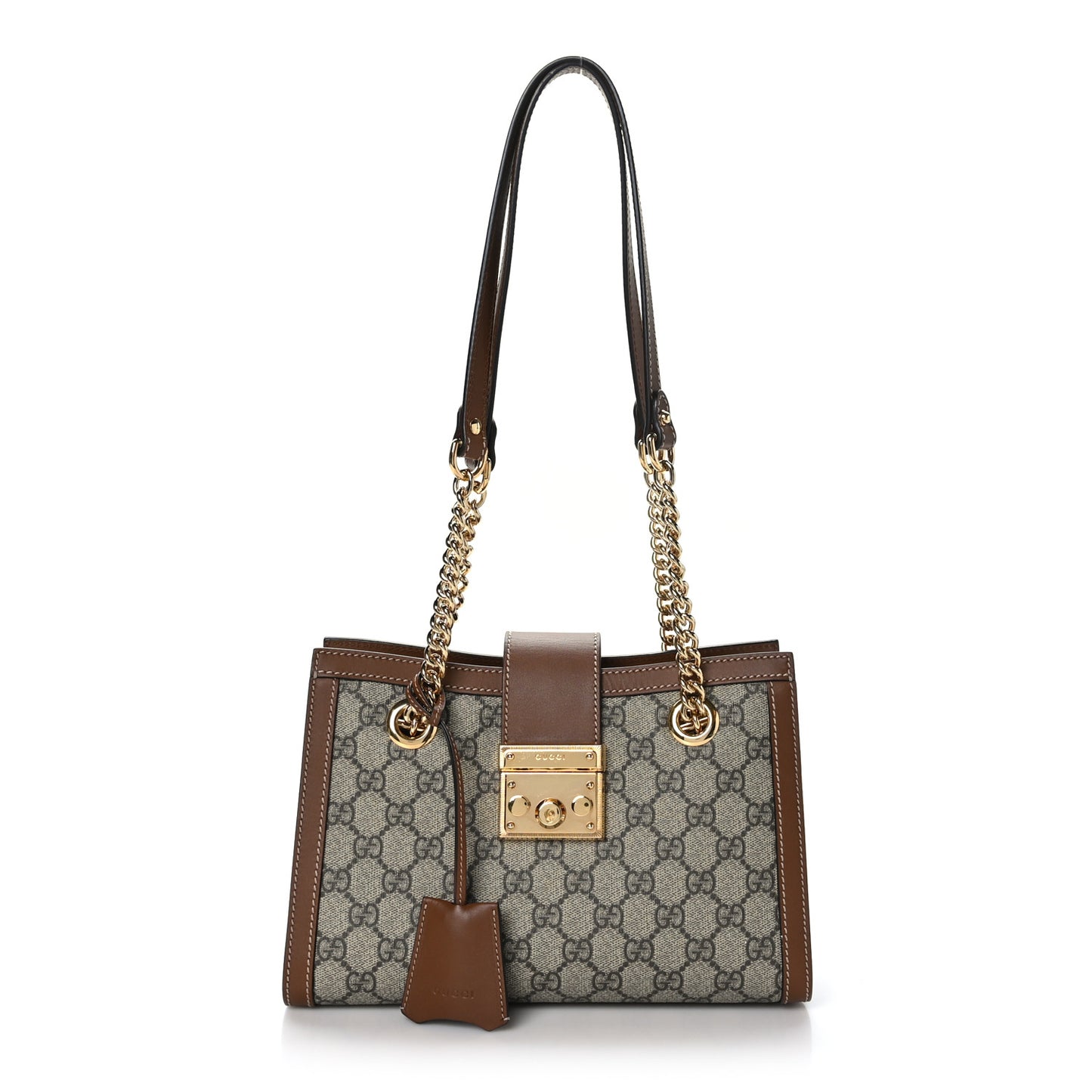 GG Supreme Monogram Calfskin Small Padlock Tote Beige Ebony Tuscany
