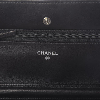 Chanel Patent Quilted Wallet On Chain WOC Navy Blue 6 of 11