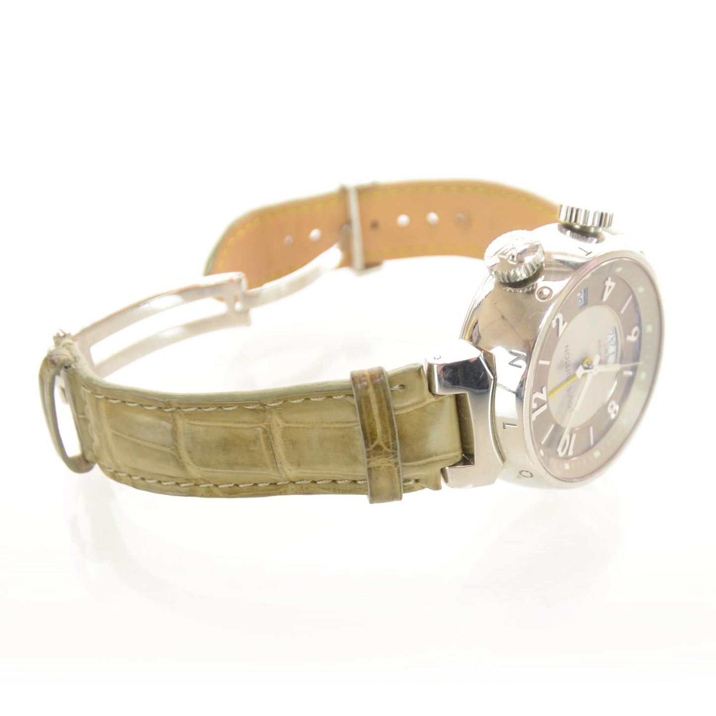 Stainless Steel Alligator 41mm Tambour Reveil GMT Automatic Watch
