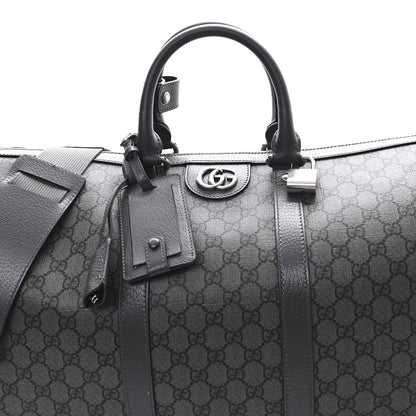 Gucci GG Supreme Monogram Textured Dollar Calfskin Large Savoy Duffle Bag Grey Black Graphite Grey 6 of 9
