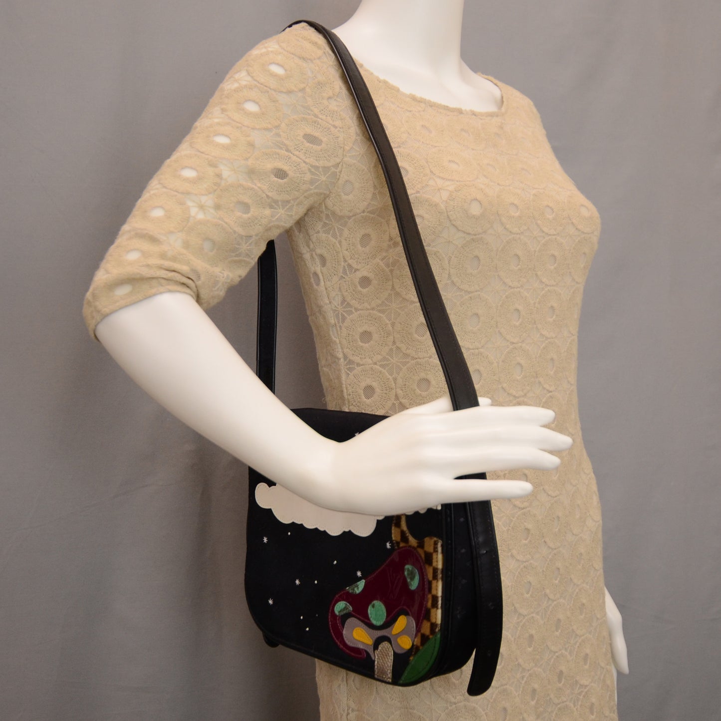 Satin Mini Monogram Conte De Fees Patchwork Musette Black