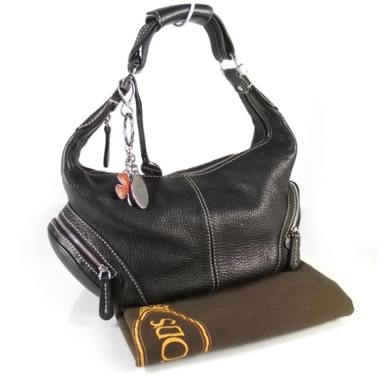 TOD'SLeatherMiniMickyBagandKeyChainBlack