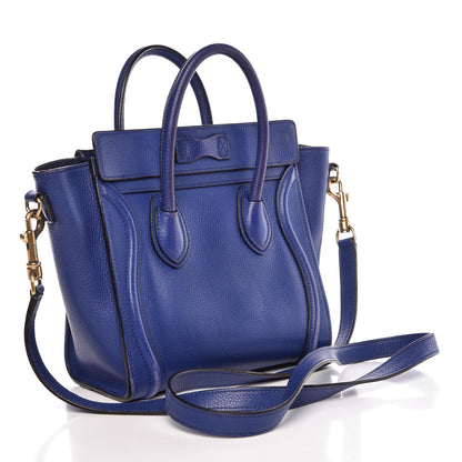 Celine Drummed Calfskin Nano Luggage Indigo 3 of 26