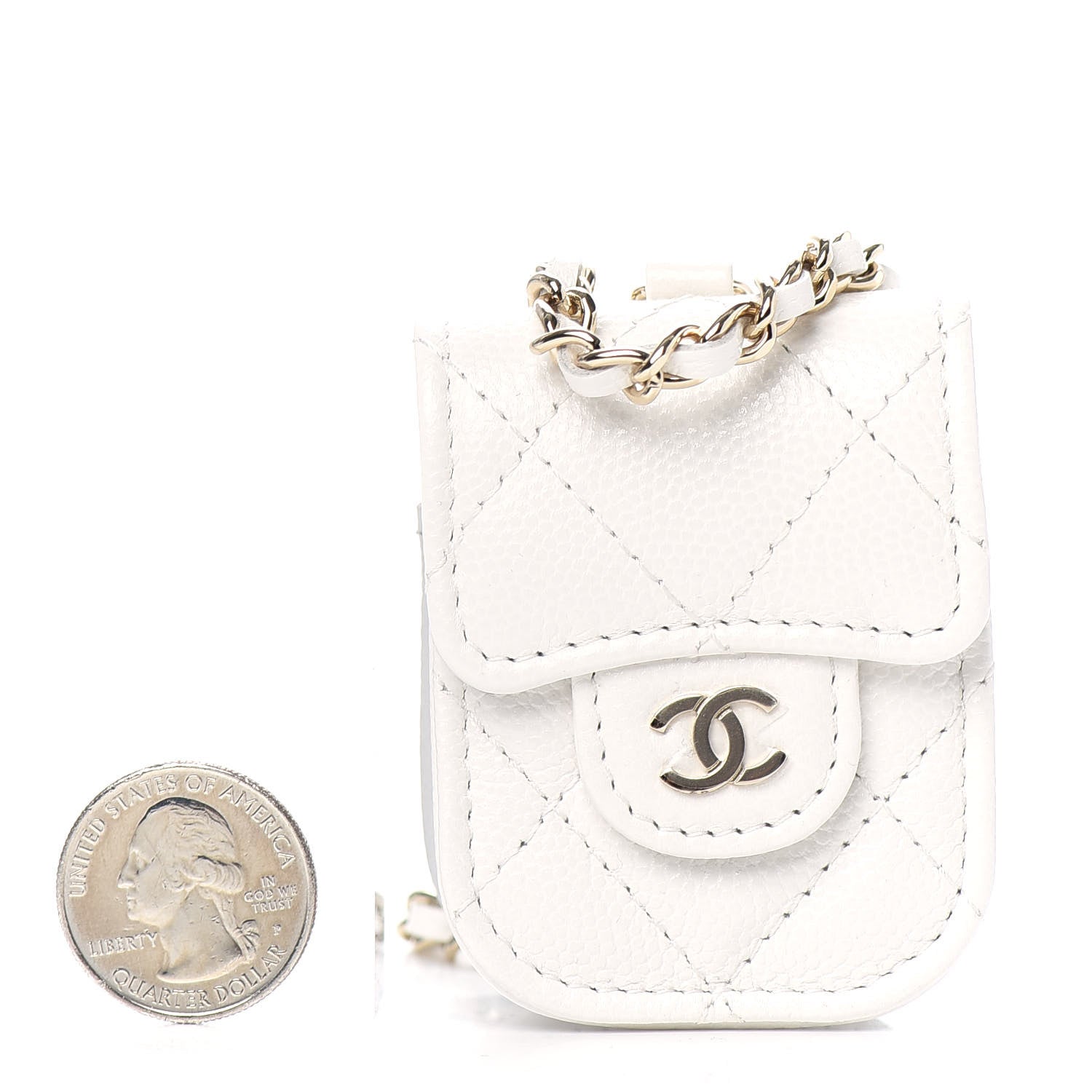 Chanel Caviar Quilted Airpods Case White 2 of 9