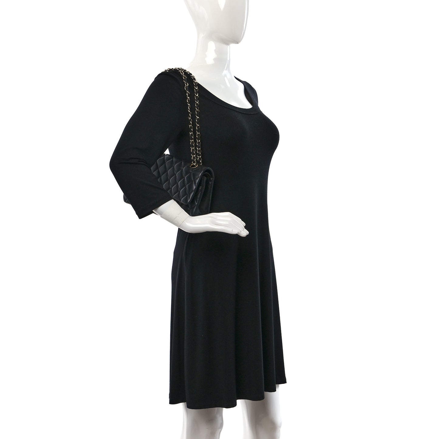 Lambskin Quilted Medium Double Flap Black