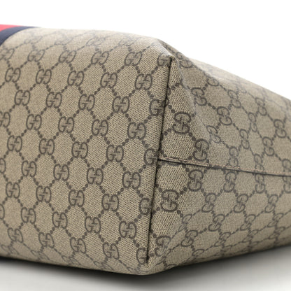 Gucci GG Supreme Monogram Textured Dollar Calfskin Web Medium Ophidia Shopping Tote Beige Ebony Mystic White 10 of 10