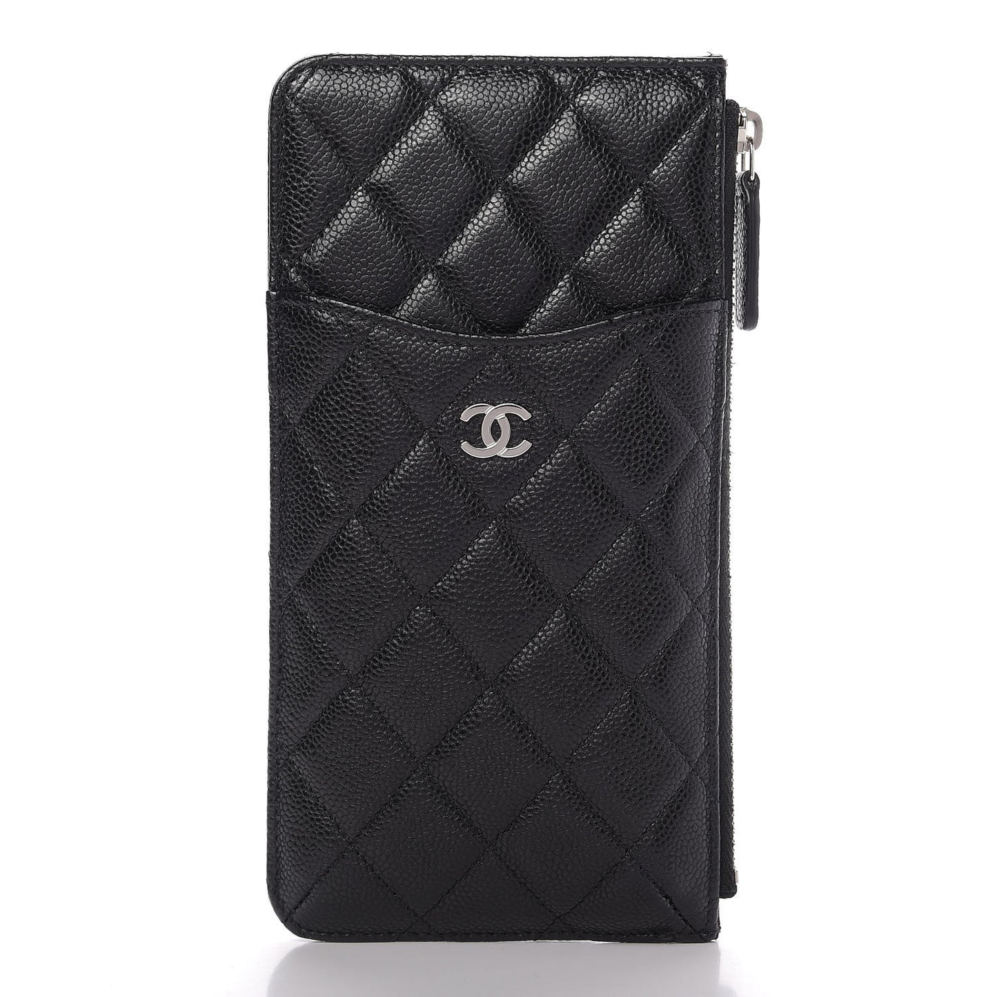 Caviar Quilted Classic Flat Wallet Pouch Black