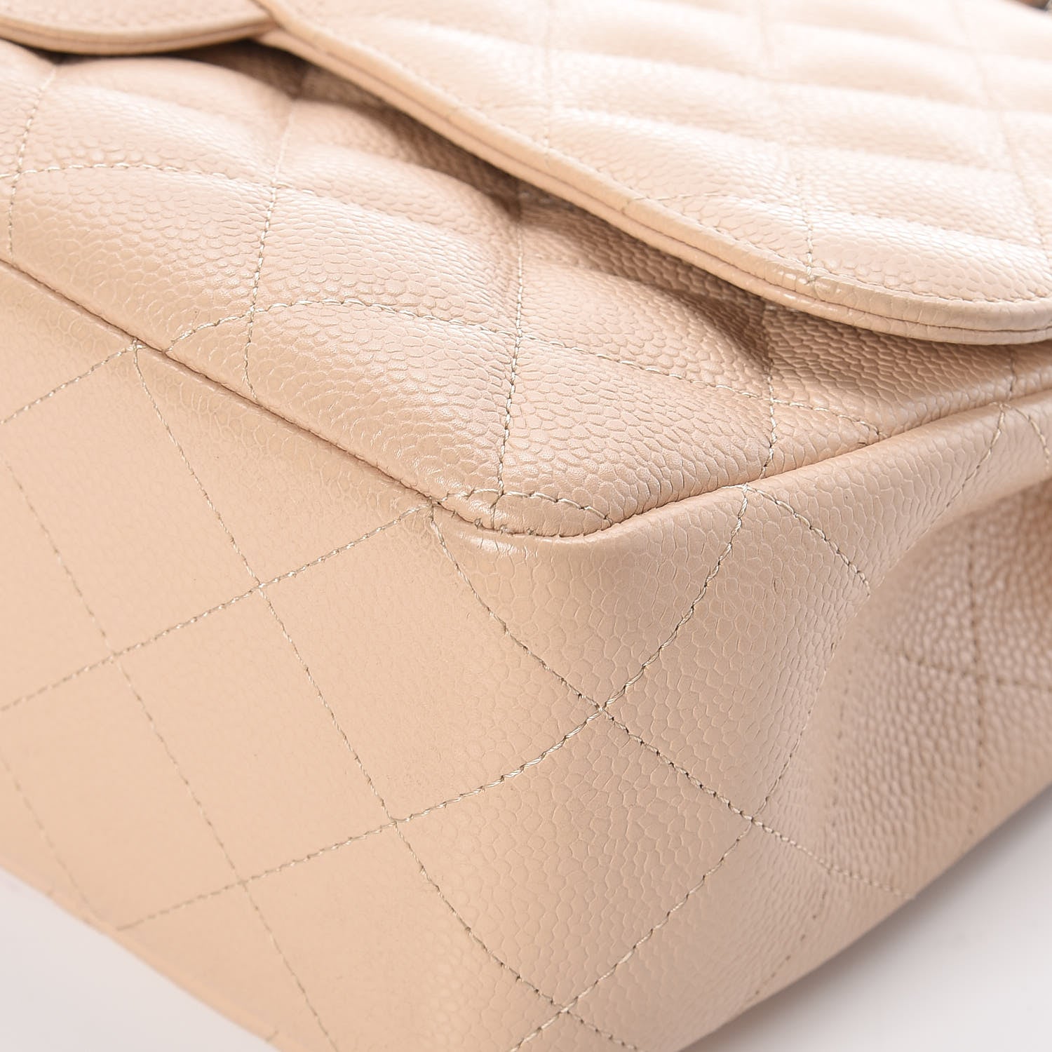 Chanel Caviar Quilted Jumbo Single Flap Beige Clair 11 of 14