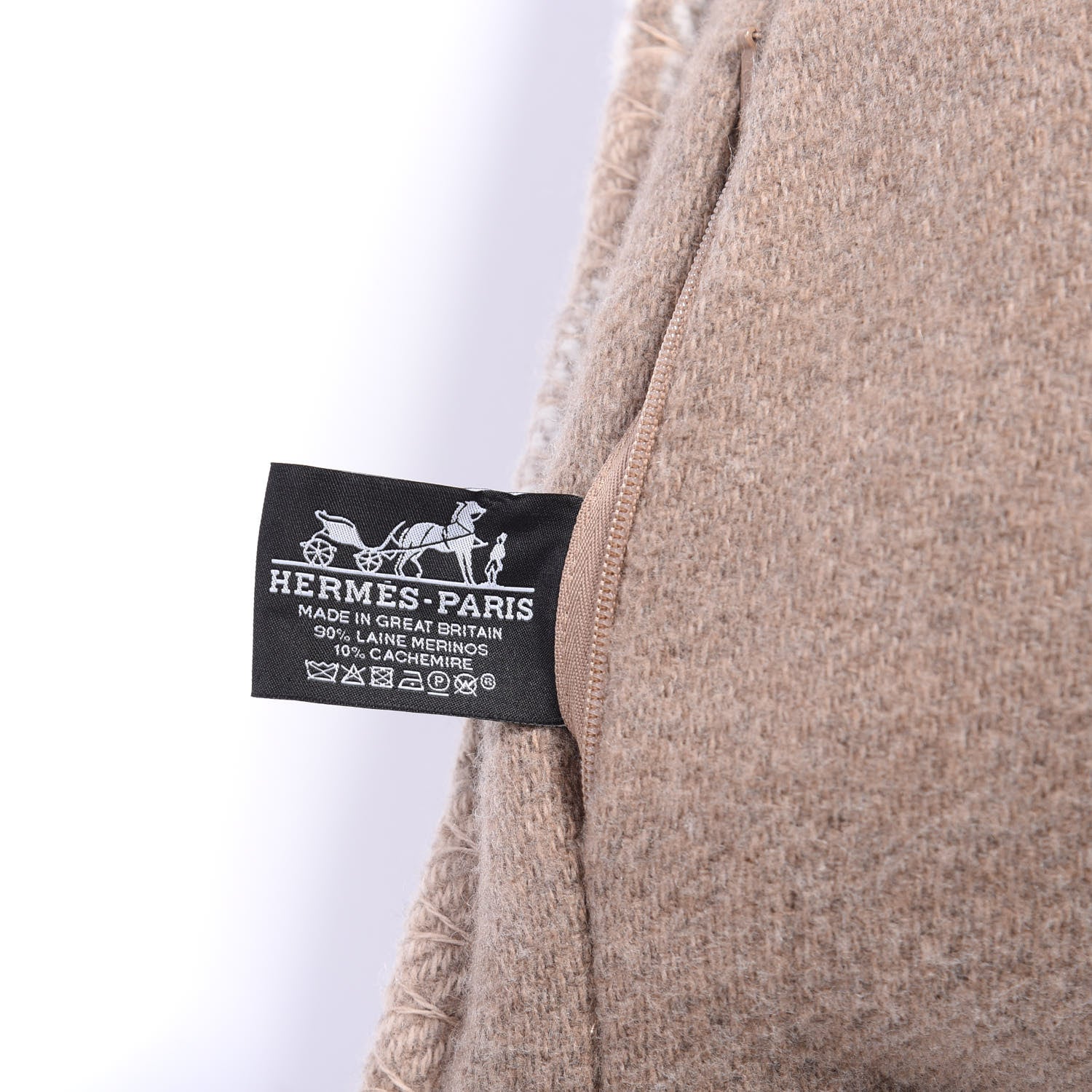 Hermes Wool Cashmere Avalon Paper Block Pillow Ecru Naturel 3 of 3
