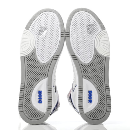 Christian Dior Smooth Calfskin Oblique Galaxy Perforated Mens B27 Mid Top Sneakers 43 White Blue 4 of 6