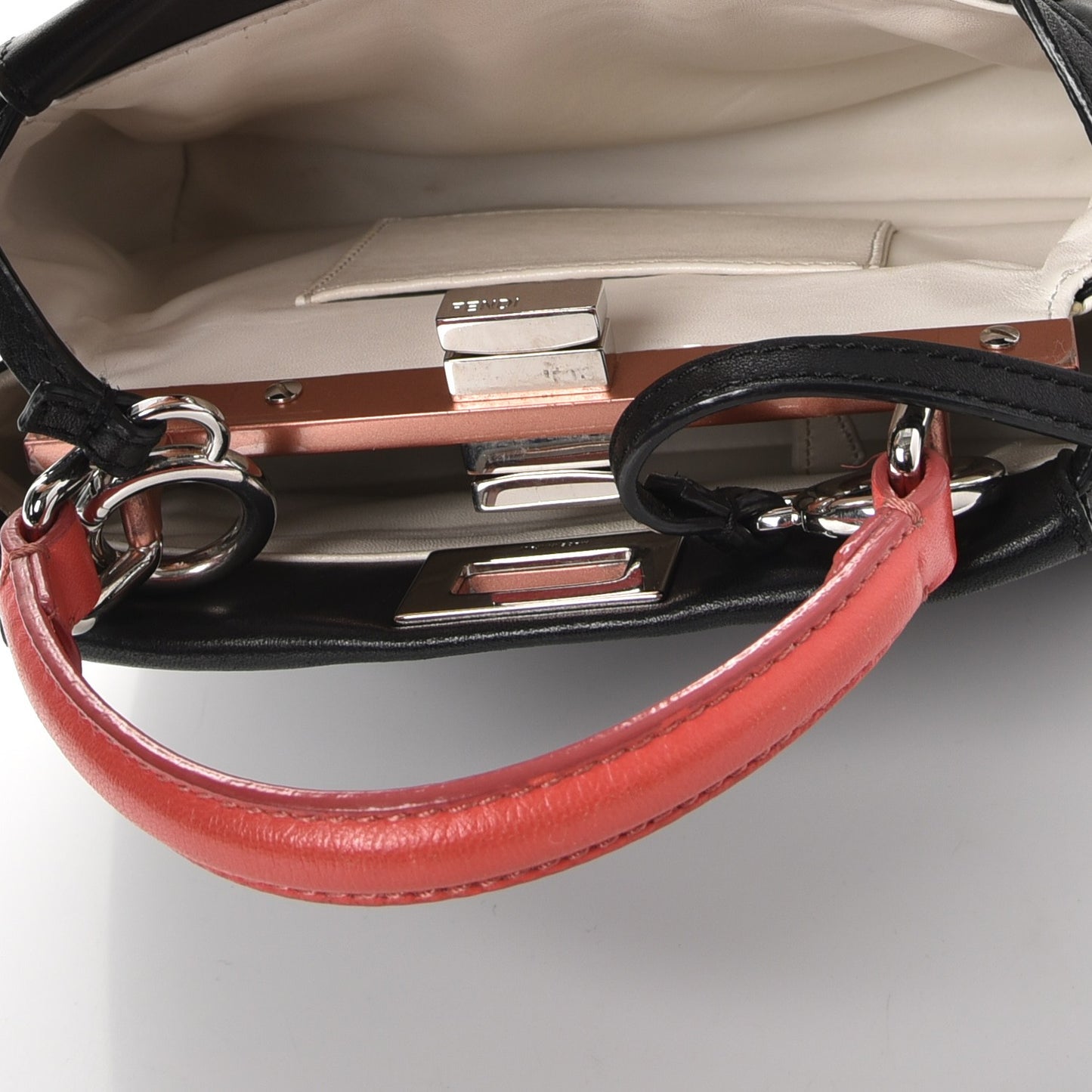 Nappa Colorblock Mini Peekaboo Iconic Satchel Black White Ecstasy