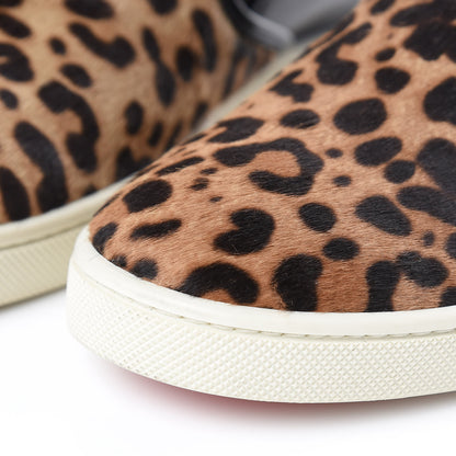 Christian Louboutin Pony Hair Jaguar Print Womens Master Key Flat Skate Sneakers 36.5 Brown Black 10 of 11