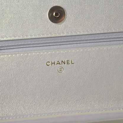 Chanel Iridescent Lambskin Quilted Wallet On Chain WOC Ivory 8 of 12