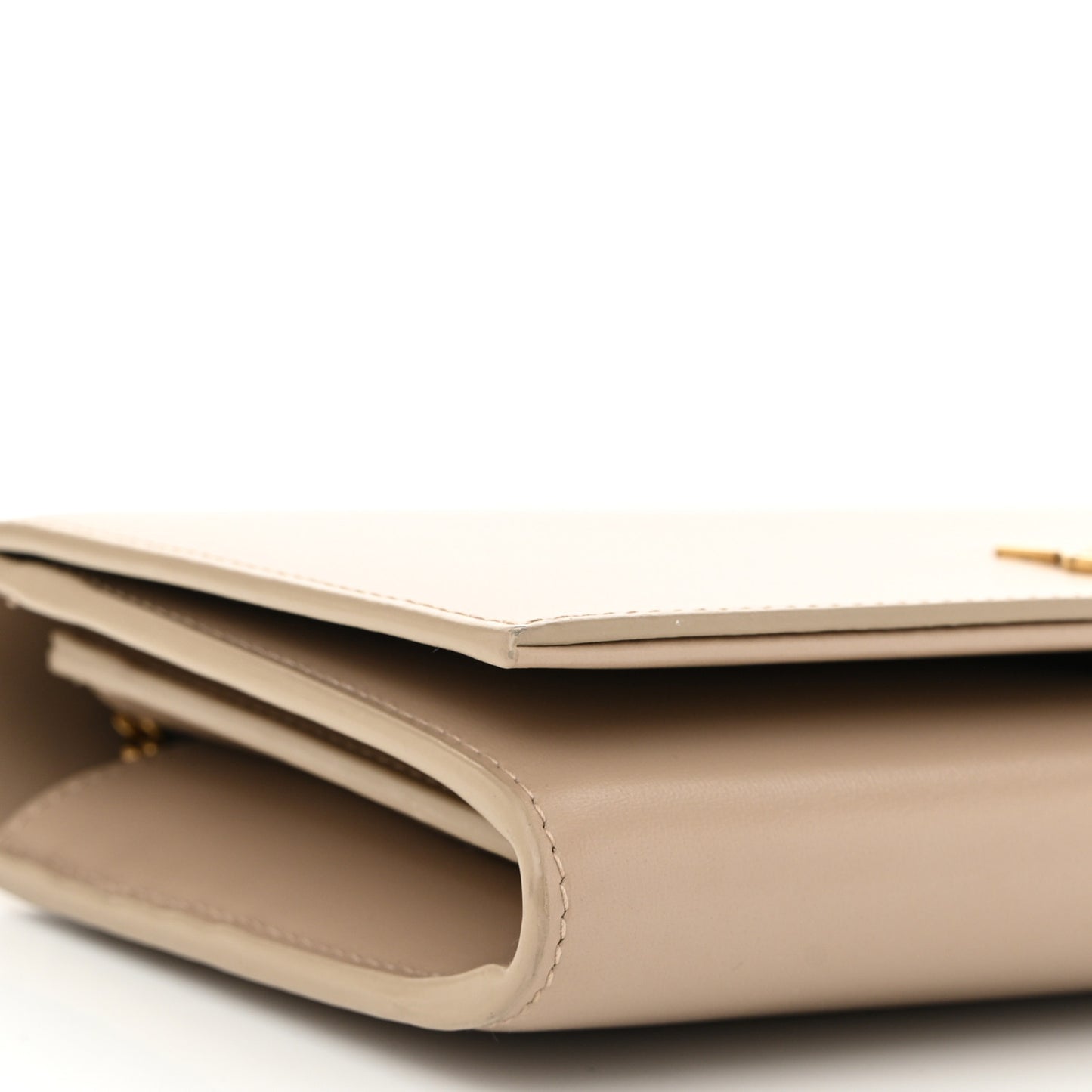 Glossy Calfskin Monogram Chain Wallet Dark Beige