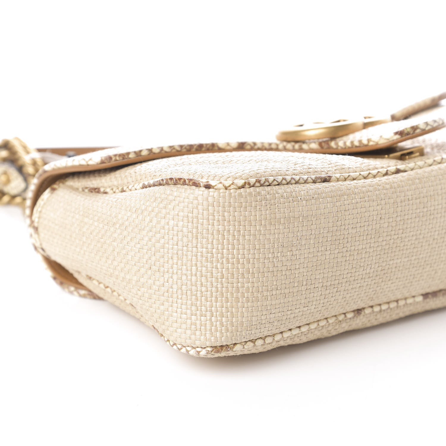 Gucci Raffia Elaphe Matelasse Small GG Marmont Shoulder Bag Natural Cream Brown 8 of 9