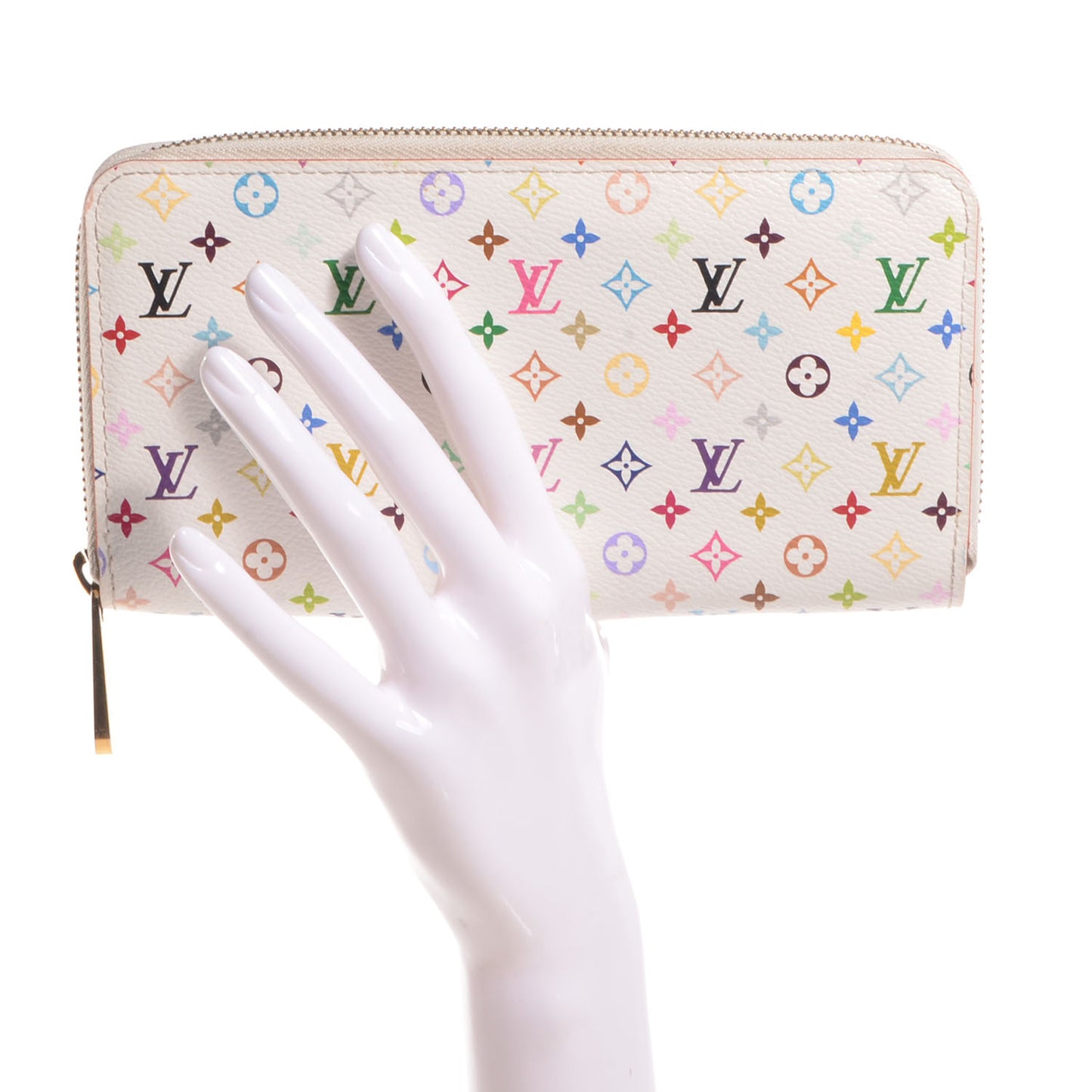 Monogram Multicolor Zippy Wallet White