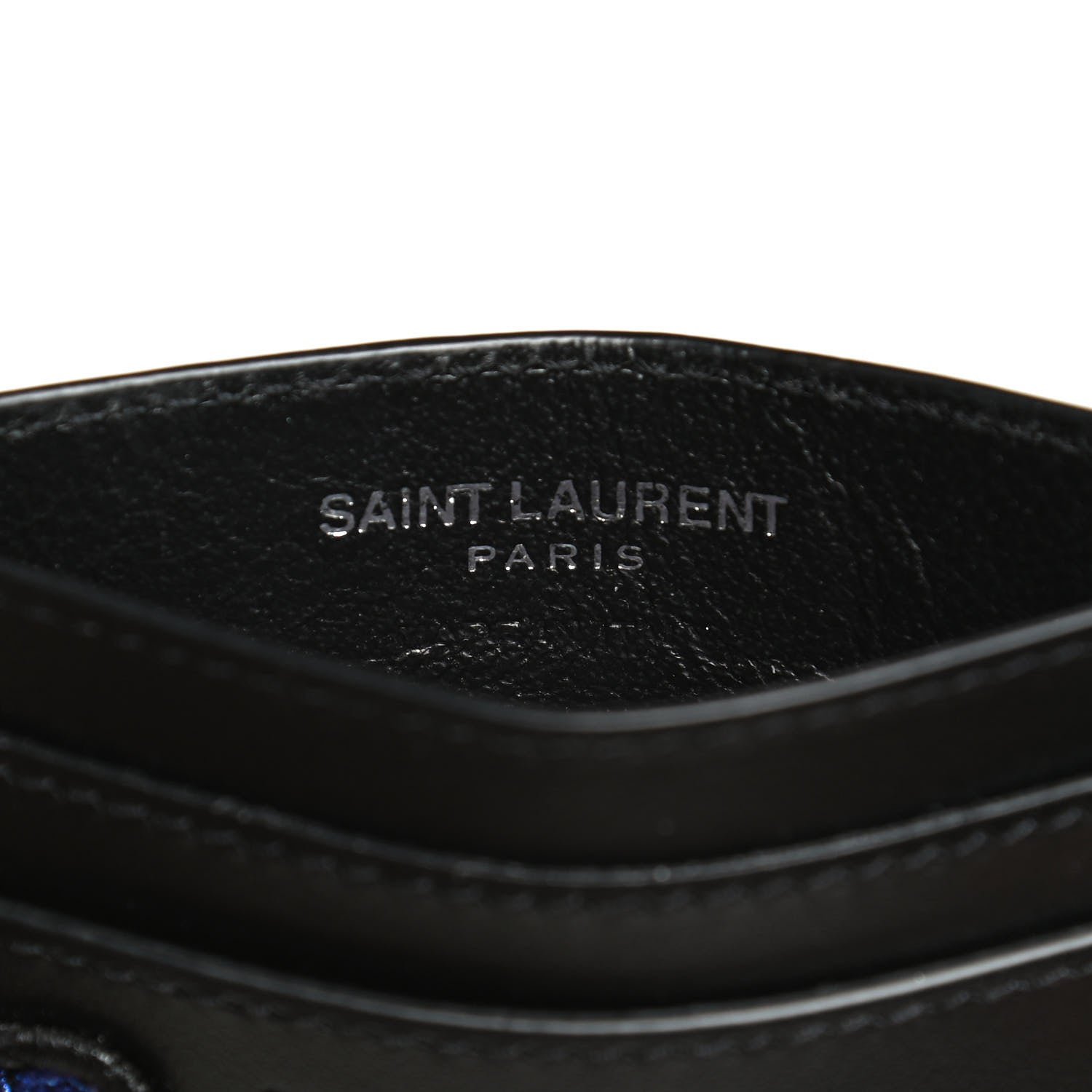 Saint Laurent Calfskin Smoking Forever Patch Credit Card Case Black 8 of 10