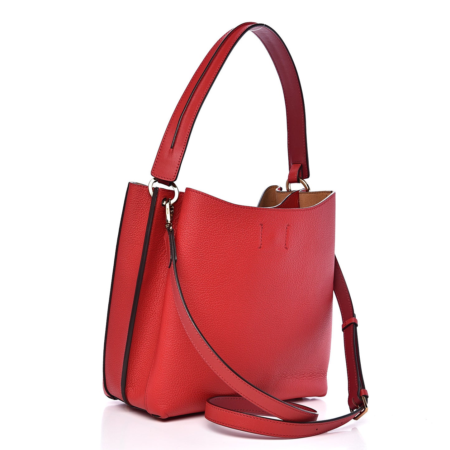 Grained Calfskin Medium Milla Hobo Ruby Red