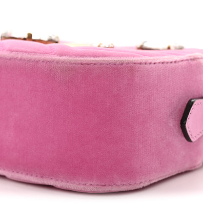 Gucci Velvet Matelasse Marquise Crystals Mini GG Marmont Chain Shoulder Bag Malva 10 of 10