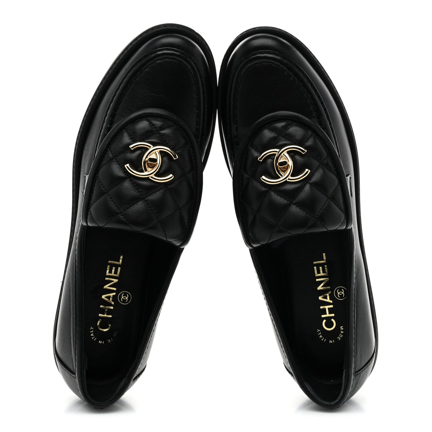 Lambskin Quilted CC Turnlock Loafers 39.5 Black