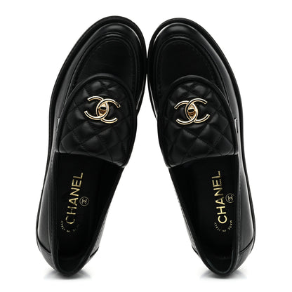 Chanel Lambskin Quilted CC Turnlock Loafers 39.5 Black 2 of 10