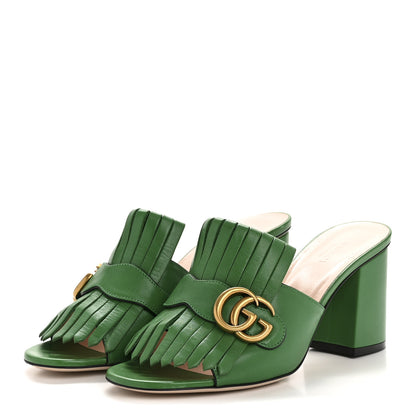 Gucci Malaga Kid GG Marmont Fringe 75mm Slide Sandals 38.5 New Shamarock 4 of 11