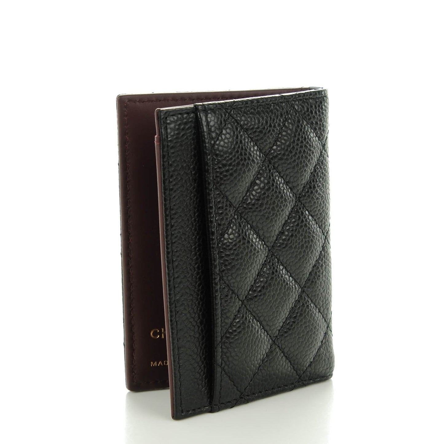 Caviar Quilted Card Holder Wallet Black