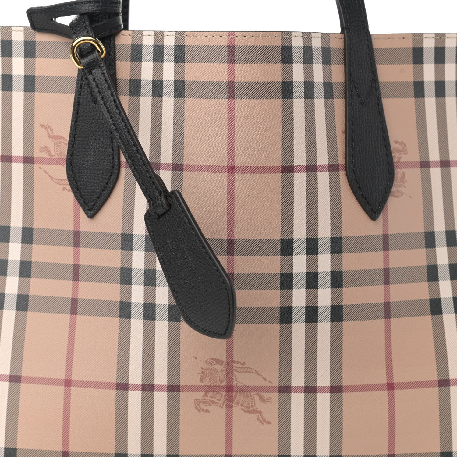 Burberry Grainy Calfskin Haymarket Check Medium Reversible Tote Black 11 of 17
