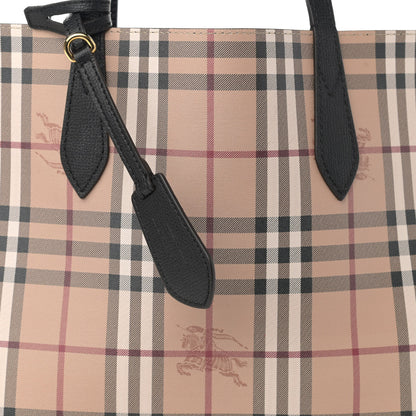 Burberry Grainy Calfskin Haymarket Check Medium Reversible Tote Black 11 of 17