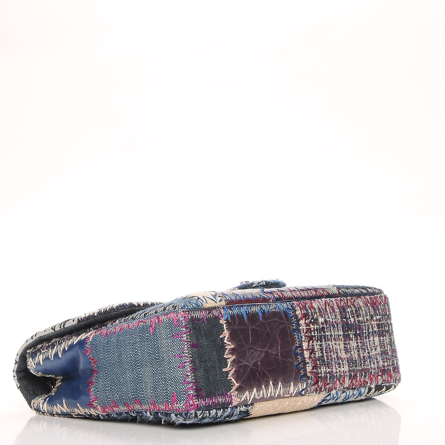 Chanel Denim Tweed Patchwork Jumbo Single Flap Multicolor 4 of 7
