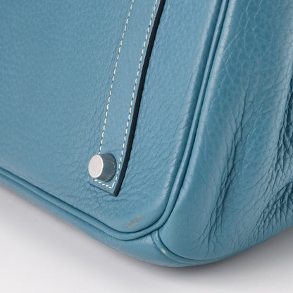 Hermes Taurillon Clemence Birkin 35 Blue Jean 40 of 40