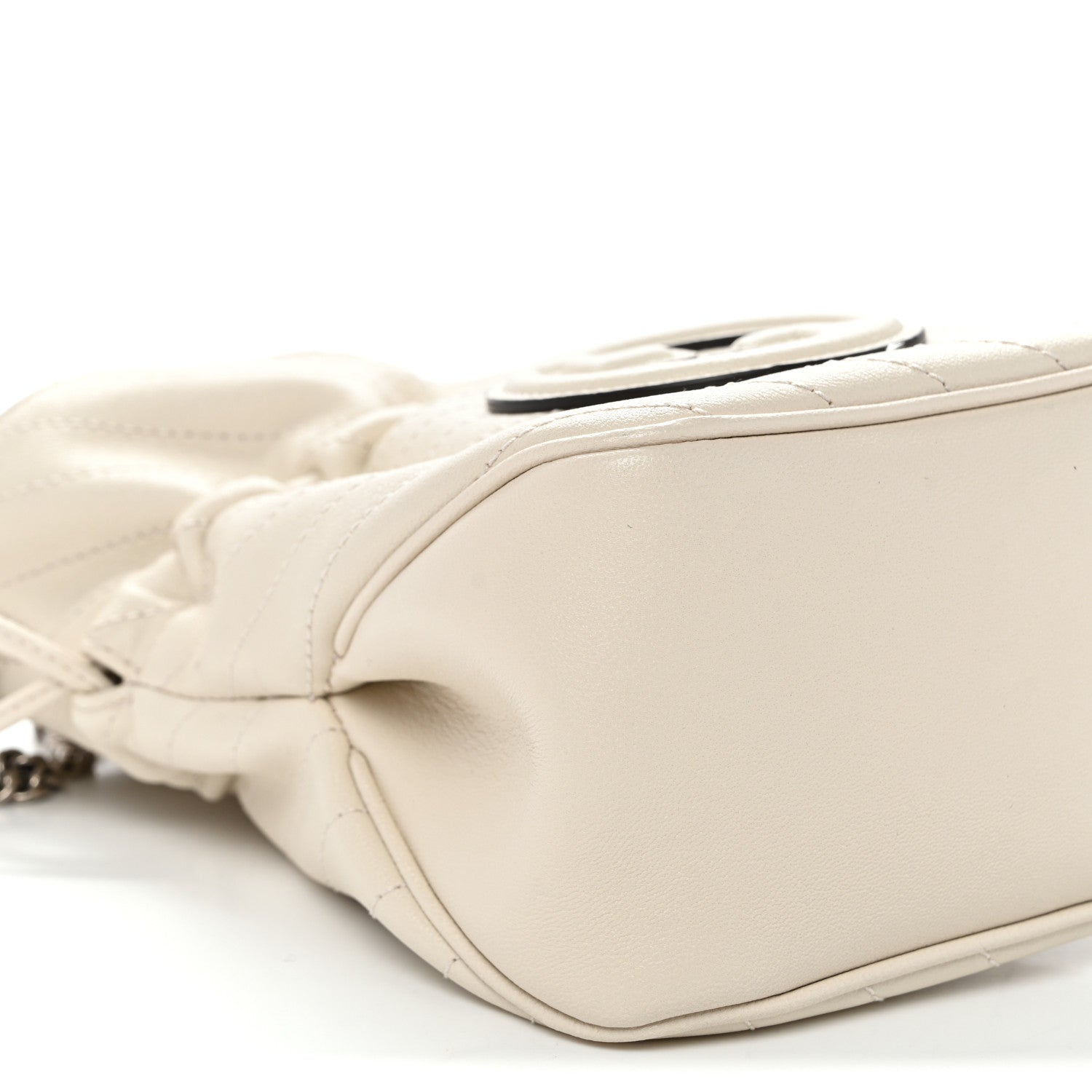 Gucci Sakai Be Green Calfskin Diagonal Stitched Mini Blondie Bucket Bag Mystic White 9 of 10