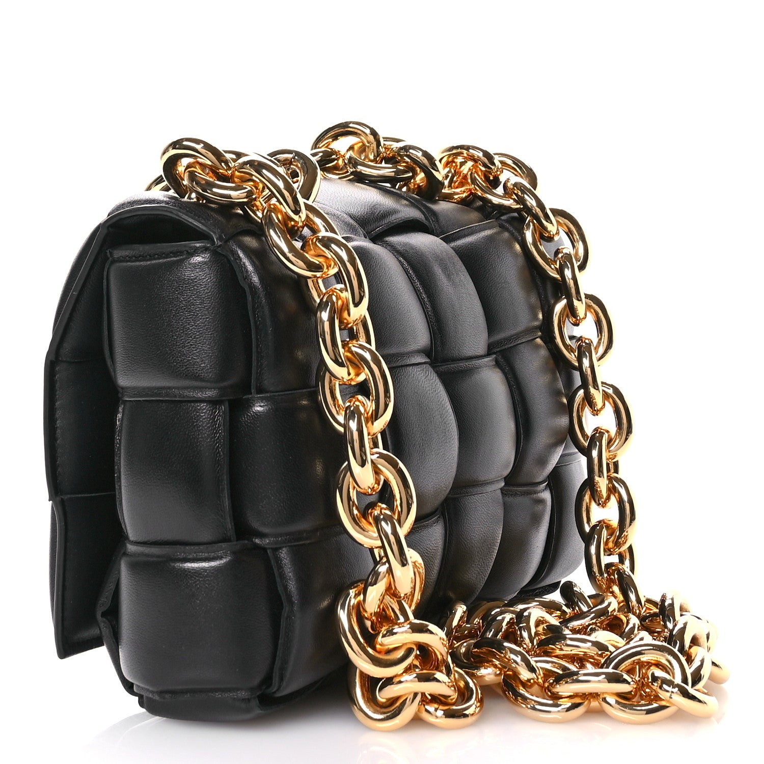 Bottega Veneta Lambskin Maxi Intreccio Padded Chain Cassette Crossbody Bag Black 3 of 10