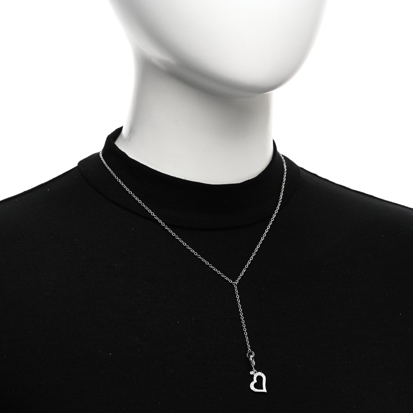 18K White Gold Diamond Limelight Heart Lariat Necklace