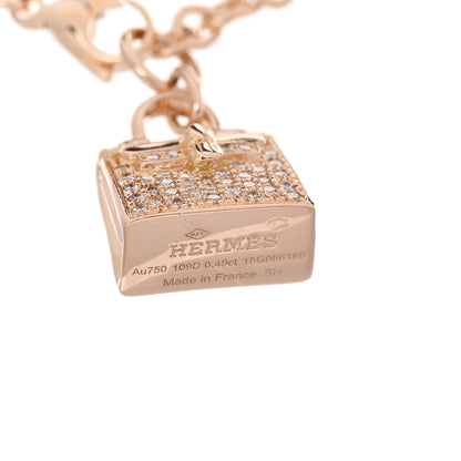Hermes 18K Rose Gold Diamond Kelly Amulettes Bracelet SH 3 of 4