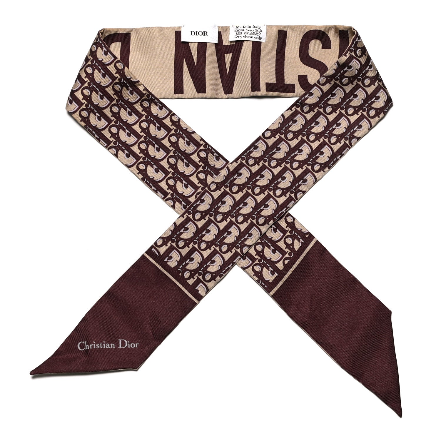 Christian Dior Silk Oblique Mitzah Scarf Bordeaux 1 of 3