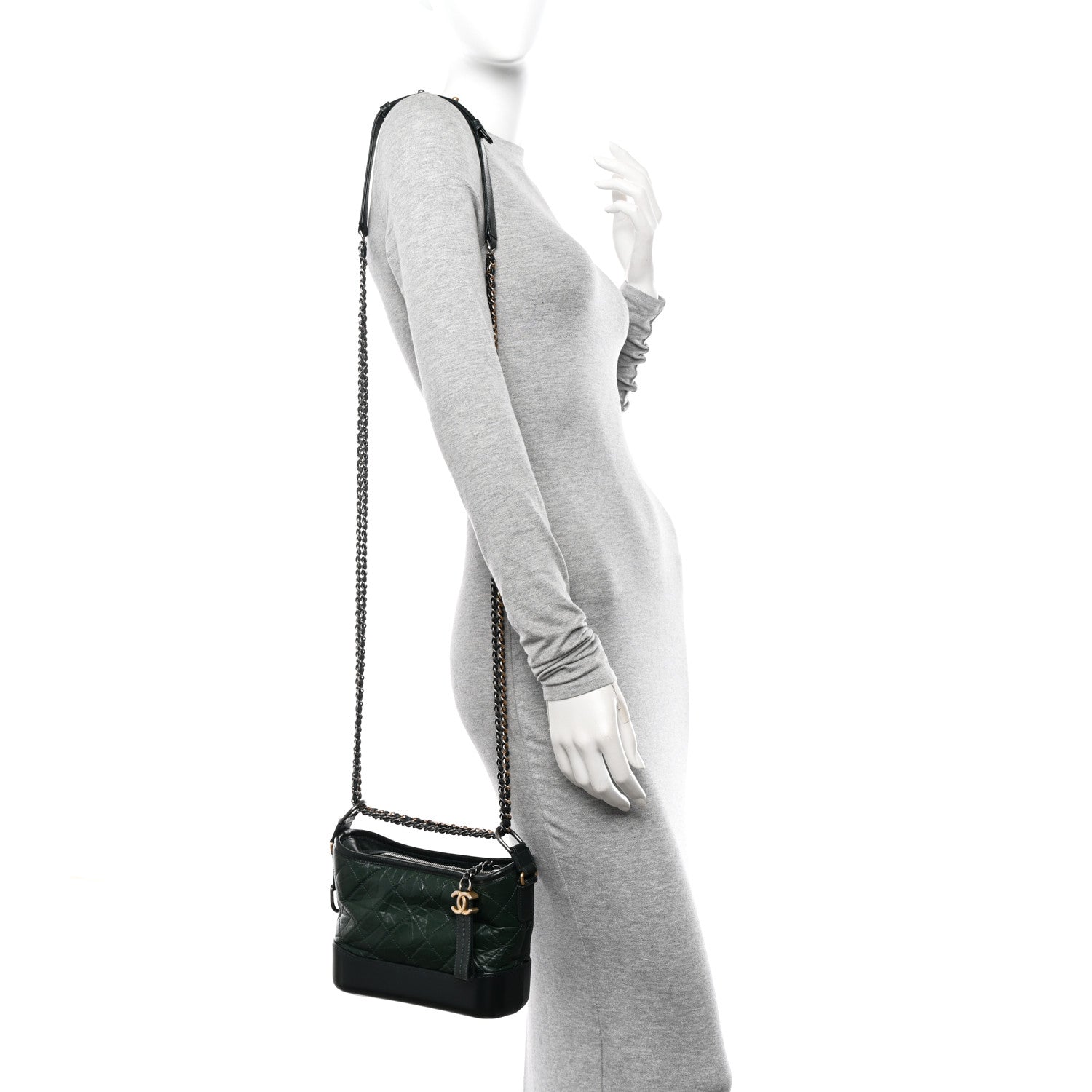 Chanel Aged Calfskin Quilted Small Gabrielle Hobo Dark Green 2 of 16