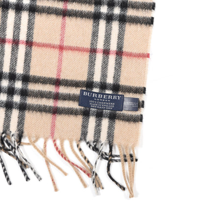 Burberry Cashmere Giant Check Fringe Scarf Camel 3 of 3