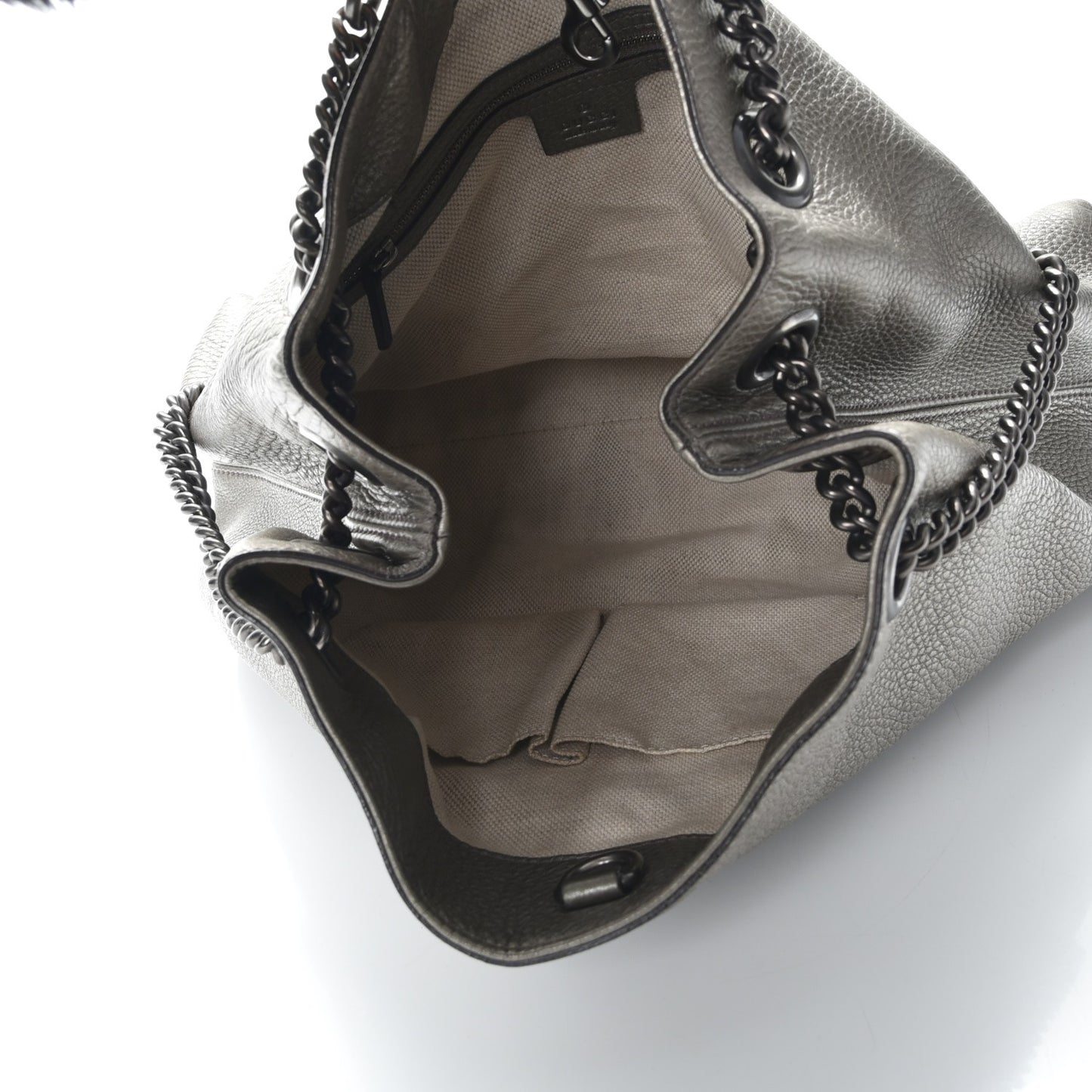 Metallic Pebbled Calfskin Medium Soho Chain Shoulder Bag Sasso