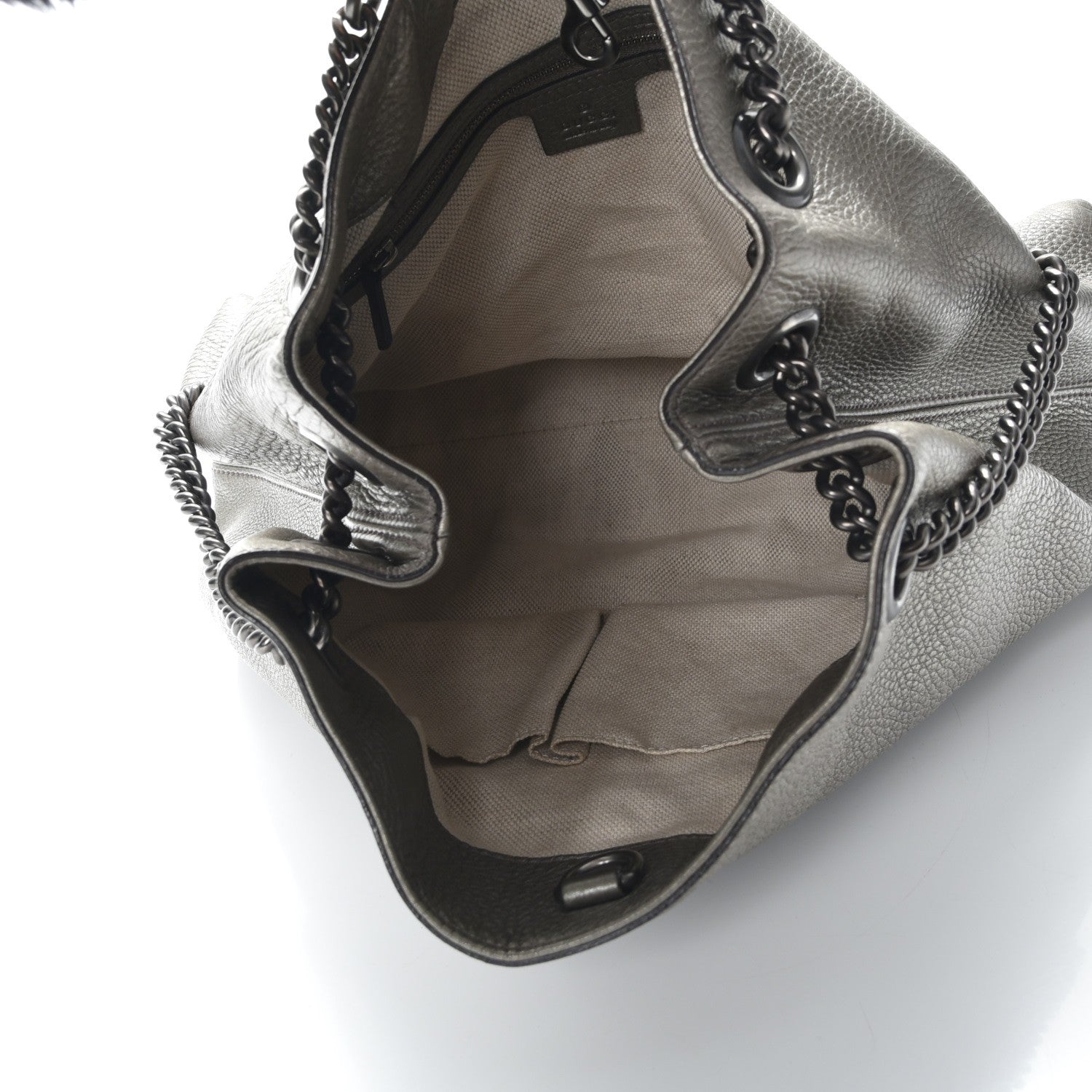 Gucci Metallic Pebbled Calfskin Medium Soho Chain Shoulder Bag Sasso 5 of 7