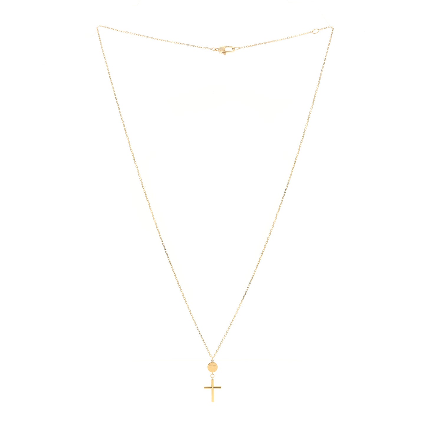 18K Yellow Gold Cross Pendant Necklace