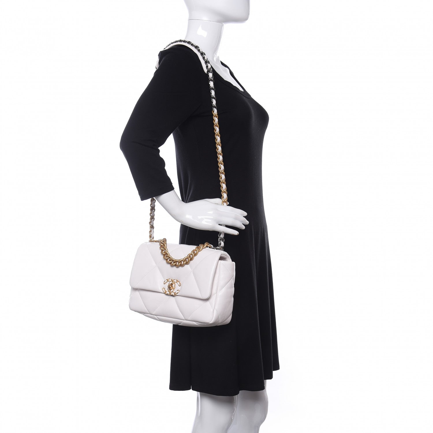 Chanel Lambskin Quilted Medium Chanel 19 Flap White 2 of 11
