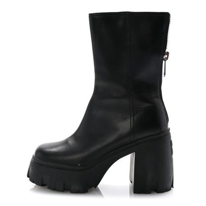 Miu Miu Calfskin Zip Lug Sole Boots 35 Black 1 of 9