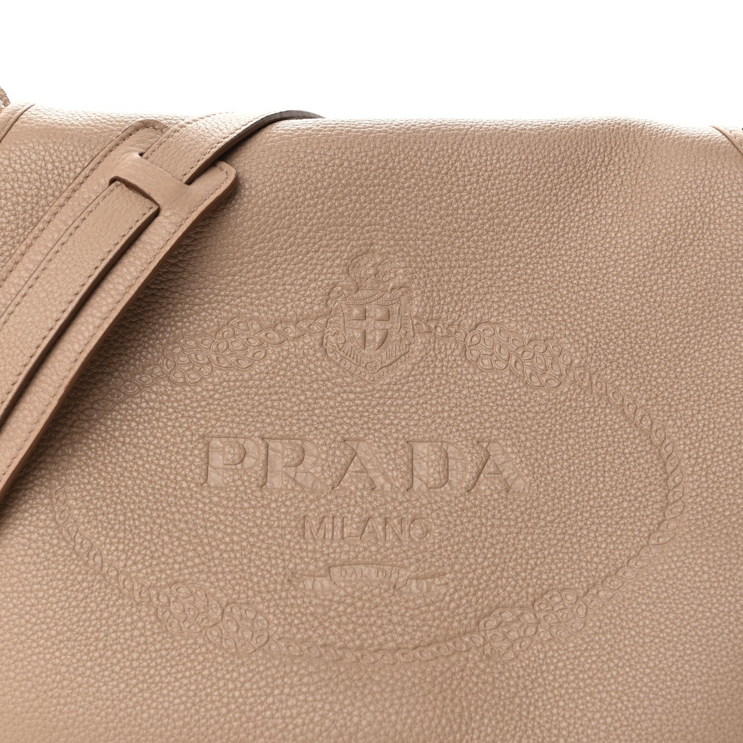 Prada Vitello Daino Embossed Logo Flap Shoulder Bag Cammeo 7 of 10