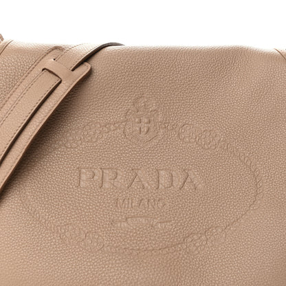 Prada Vitello Daino Embossed Logo Flap Shoulder Bag Cammeo 7 of 10